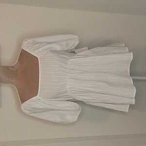 Bp Peasant Blouse, High Waist, Balloon Sleeve, Semi-Sheer, Size M, NEW with Tag
